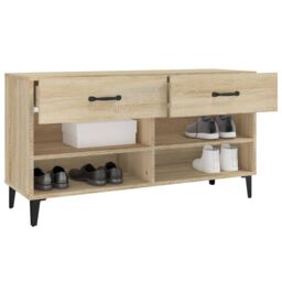 Berkfield Home Shoe Cabinet Sonoma Oak 102x35x55 cm Engineered Wood in Brown - Size: 102 x 35 x 55 cm - thumbnail 5