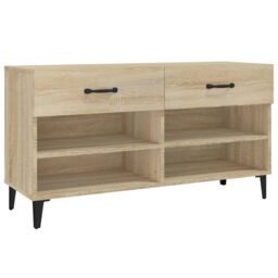 Berkfield Home Shoe Cabinet Sonoma Oak 102x35x55 cm Engineered Wood in Brown - Size: 102 x 35 x 55 cm - thumbnail 2