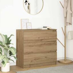 Berkfield Home Sideboard Artisan Oak 80x35x76 cm Engineered Wood in Brown - Size: 80 x 35 x 76 cm - thumbnail 2