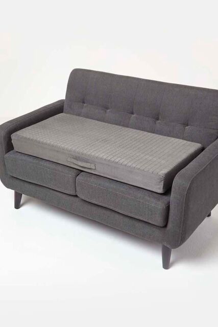 Homescapes Suede Orthopaedic Foam 2 Seater Booster Cushion in Grey - image 1