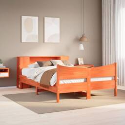 Berkfield Home Beautiful Bed Frame without Mattress Wax Brown 140x190 cm Solid W - thumbnail 2