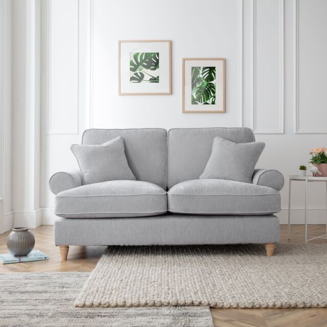 The Great Sofa Company Ezra 2 Seater Textured Velvet Sofa - Scroll Arm in Light Grey - image 1