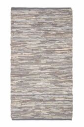 Homescapes Denver Leather Woven Rug in Grey - Size: 90 cm x 150 cm - thumbnail 2