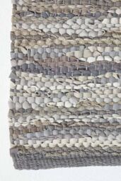Homescapes Denver Leather Woven Rug in Grey - Size: 90 cm x 150 cm - thumbnail 3