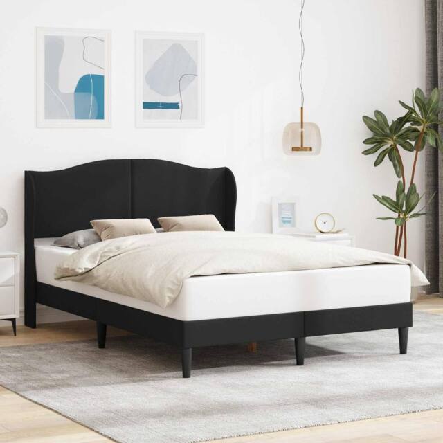 Berkfield Home Bed Frame with Headboard Black 135 x 190 cm Faux Leather - image 1