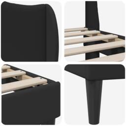 Berkfield Home Bed Frame with Headboard Black 135 x 190 cm Faux Leather - thumbnail 7