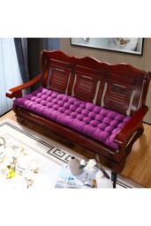 Living and Home 170cm L x 48cm W Button Tufted Beach Lounge Chair Cushion Garden Bench Seat Pad in Purple - Size: 170 cm L x 48 cm W - thumbnail 2