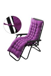 Living and Home 170cm L x 48cm W Button Tufted Beach Lounge Chair Cushion Garden Bench Seat Pad in Purple - Size: 170 cm L x 48 cm W - thumbnail 5