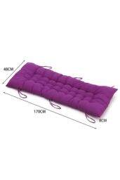 Living and Home 170cm L x 48cm W Button Tufted Beach Lounge Chair Cushion Garden Bench Seat Pad in Purple - Size: 170 cm L x 48 cm W - thumbnail 3