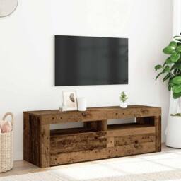 Berkfield Home TV Cabinet with LED Lights Old Wood 120x35x40 cm Engineered Wood in Brown - Size: 120 x 35 x 40 cm - thumbnail 2