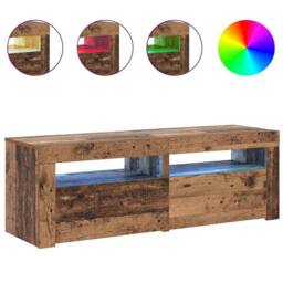 Berkfield Home TV Cabinet with LED Lights Old Wood 120x35x40 cm Engineered Wood in Brown - Size: 120 x 35 x 40 cm - thumbnail 4