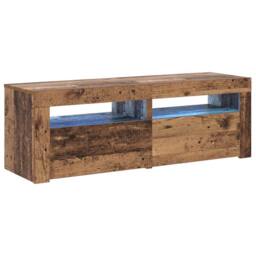 Berkfield Home TV Cabinet with LED Lights Old Wood 120x35x40 cm Engineered Wood in Brown - Size: 120 x 35 x 40 cm - thumbnail 3