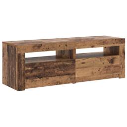 Berkfield Home TV Cabinet with LED Lights Old Wood 120x35x40 cm Engineered Wood in Brown - Size: 120 x 35 x 40 cm - thumbnail 7