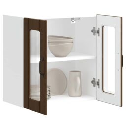 Berkfield Home Kitchen Wall Cabinet with Glass Door Lucca Brown Oak Engineered Wood - thumbnail 5
