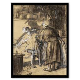 "Artery8 Here Are Your Trousers Drawing Glackens Framed Wall Art Print in Beige - Size: W12"" x H16""" - thumbnail 1