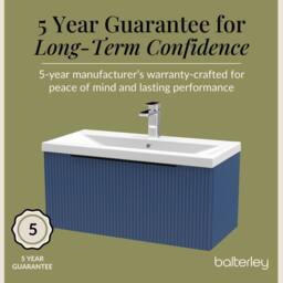 Balterley Fluted Front Wall Hung 1 Drawer Vanity Basin Unit, Satin Blue, 800mm in Blue - thumbnail 6