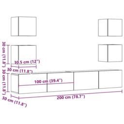 Berkfield Home Wall Mounted TV cabinets 6 pcs Old Wood Engineered Wood in Brown - thumbnail 9