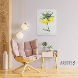 "Artery8 Yellow Crown Imperial Flower Redoute Vintage Canvas Wall Art in White - Size: W18"" x H24""" - thumbnail 3