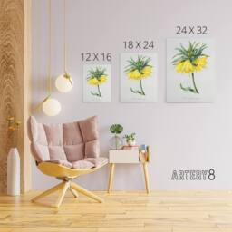 "Artery8 Yellow Crown Imperial Flower Redoute Vintage Canvas Wall Art in White - Size: W18"" x H24""" - thumbnail 4