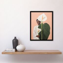 Artery8 Wall Art Print We Come in Peace Lily African Woman Portrait Framed Picture in Pink - Size: A4 - thumbnail 4