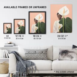 Artery8 Wall Art Print We Come in Peace Lily African Woman Portrait Framed Picture in Pink - Size: A4 - thumbnail 3