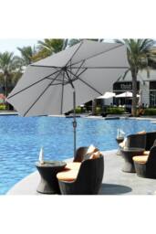 Living and Home Patio Umbrella 3M Large Traditional Parasol with Resin Base in Light Grey - thumbnail 3