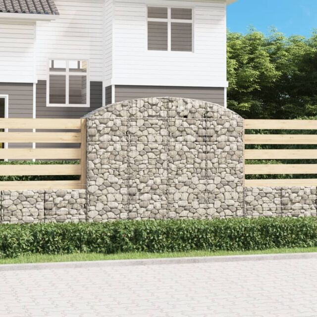 Berkfield Home Arched Gabion Basket 200x50x160/180 cm Galvanised Iron in Silver - image 1