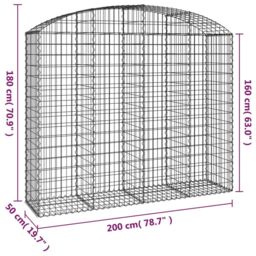 Berkfield Home Arched Gabion Basket 200x50x160/180 cm Galvanised Iron in Silver - thumbnail 5