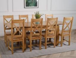Thats Furniture Richmond 140-220cm Oak Extending Dining Table & 8 Berkeley Chairs in Brown - thumbnail 3