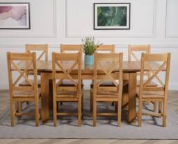 Thats Furniture Richmond 140-220cm Oak Extending Dining Table & 8 Berkeley Chairs in Brown - thumbnail 2