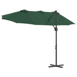 Berkfield Home Garden Cantilever Parasol with Lock Green 372 x 198 x 253 cm - thumbnail 8