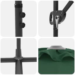 Berkfield Home Garden Cantilever Parasol with Lock Green 372 x 198 x 253 cm - thumbnail 9