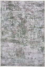 Kukoon Silver Grey Green Distressed Abstract Non Slip Washable Low Pile Rug - Size: 80 cm x 300 cm - thumbnail 1