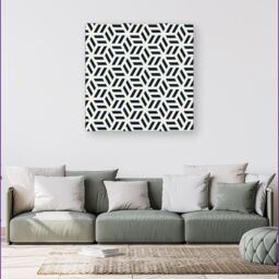 "Warren Reed - Designer Geometric Monochrome Hexagonal Pattern Canvas in Black - Size: W16"" x H16""" - thumbnail 4