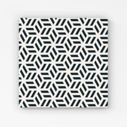 "Warren Reed - Designer Geometric Monochrome Hexagonal Pattern Canvas in Black - Size: W16"" x H16""" - thumbnail 1