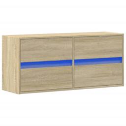 Berkfield Home TV Wall Cabinet with LED Lights Sonoma Oak 100x31x45 cm in Brown - Size: 100 x 31 x 45 cm - thumbnail 3