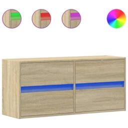 Berkfield Home TV Wall Cabinet with LED Lights Sonoma Oak 100x31x45 cm in Brown - Size: 100 x 31 x 45 cm - thumbnail 1