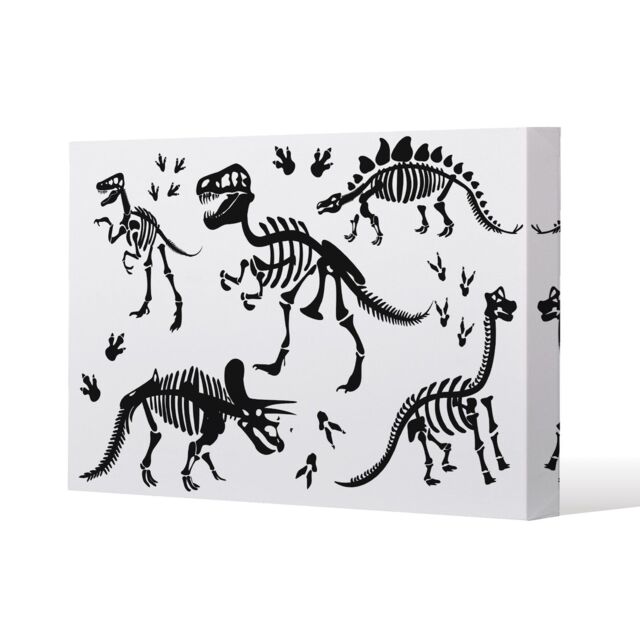 Benjamin Tate Design Stylish Dinosaur Silhouettes (Canvas Print) / 152 x 101 x 4cm in Natural - Size: 152 x 101 x 4 cm - image 1