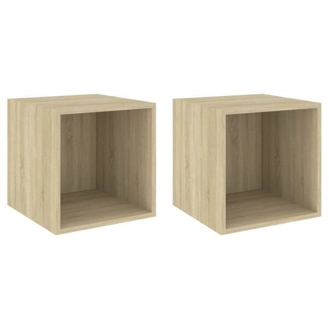 Berkfield Home Wall Cabinets 2 pcs Sonoma Oak 37x37x37 cm Engineered Wood in Light Oak - Size: 37 x 37 x 37 cm - image 1