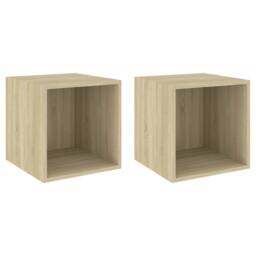 Berkfield Home Wall Cabinets 2 pcs Sonoma Oak 37x37x37 cm Engineered Wood in Light Oak - Size: 37 x 37 x 37 cm