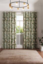 Ted Baker 'Opal Floral' Cotton Lined Curtains in Light Green - Size: 228 cm width x 183 cm drop - thumbnail 4