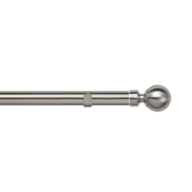 New Edge Blinds 28mm Fixed Length Metal Eyelet Curtain Pole Set - Met Ball Finial in Silver - Size: 260 cm - image 1