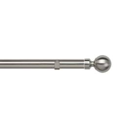 New Edge Blinds 28mm Fixed Length Metal Eyelet Curtain Pole Set - Met Ball Finial in Silver - Size: 260 cm - thumbnail 1