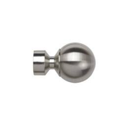 New Edge Blinds 28mm Fixed Length Metal Eyelet Curtain Pole Set - Met Ball Finial in Silver - Size: 260 cm - thumbnail 2