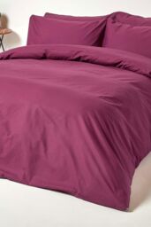 Homescapes Egyptian Cotton Duvet Cover with Pillowcase, 200 TC in Plum - Size: King - thumbnail 2