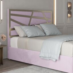 KDMD Cloudrest Upholstered Soft Velvet Metal Designer Bed Frame in Pink - Size: Small Double - thumbnail 3