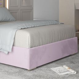 KDMD Cloudrest Upholstered Soft Velvet Metal Designer Bed Frame in Pink - Size: Small Double - thumbnail 4