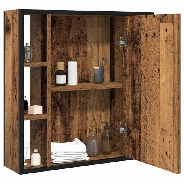 Berkfield Home Sturdy Bathroom Mirror Cabinet Old Wood 60x16x60 cm Engineered Wood in Brown - Size: 60 x 16 x 60 cm - image 1