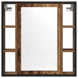 Berkfield Home Sturdy Bathroom Mirror Cabinet Old Wood 60x16x60 cm Engineered Wood in Brown - Size: 60 x 16 x 60 cm - thumbnail 4