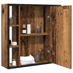 Berkfield Home Sturdy Bathroom Mirror Cabinet Old Wood 60x16x60 cm Engineered Wood in Brown - Size: 60 x 16 x 60 cm - thumbnail 1